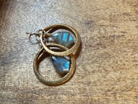 Image 20 of Labradorite Brass hoops earrings- Cosmos series