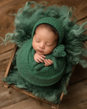 Image of Brushed Knit Set / fern & brick red