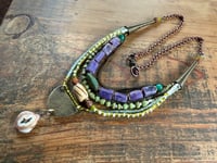 Image 1 of Layered necklace n1- mixed beads, brass, copper.