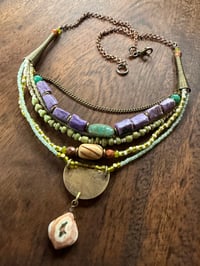 Image 19 of Layered necklace n1- mixed beads, brass, copper.