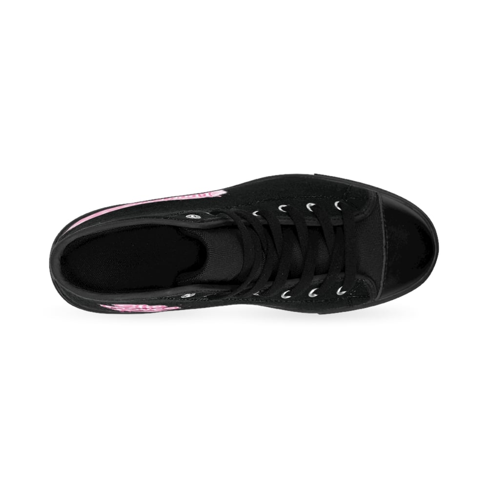Image of Women's Classic Sneakers — 'I Don't Chase, I Set The Pace' Pink Patch High-Tops