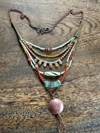 Image 2 of Layered necklace n2- mixed beads, brass, copper.