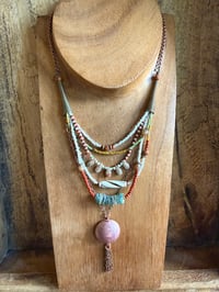 Image 4 of Layered necklace n2- mixed beads, brass, copper.