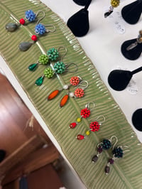 Red and chartreuse earrings