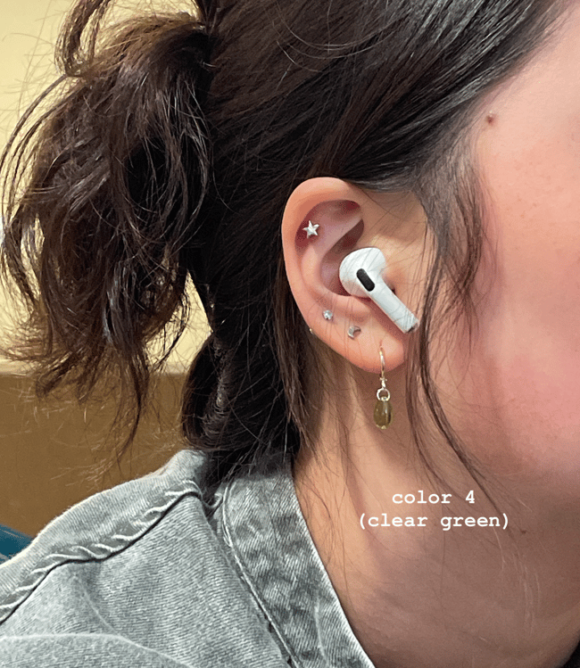 'glass teardrop' huggie earrings