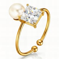 Pearl Deco Diamond Ring