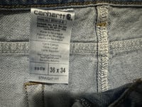 Image 3 of Carhartt Vintage 90s light wash denim jeans, 100% cotton, leather patch