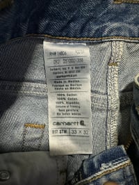 Image 3 of Carhartt Vintage 90s medium wash denim jeans, 100% cotton, leather patch