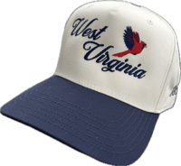 Image 1 of Two-Tone Mid Profile "WEST VIRGINIA" Cap - Fits All - Navy Embroidered 
