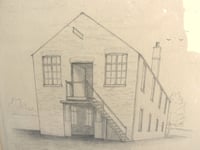 Image 10 of Original Vintage Pencil Drawing of a Warehouse, Framed, Small Unsigned Artwork