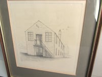 Image 6 of Original Vintage Pencil Drawing of a Warehouse, Framed, Small Unsigned Artwork