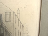Image 14 of Original Vintage Pencil Drawing of a Warehouse, Framed, Small Unsigned Artwork