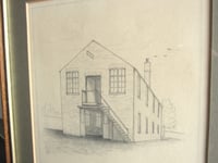 Image 7 of Original Vintage Pencil Drawing of a Warehouse, Framed, Small Unsigned Artwork