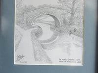Image 6 of Framed Vintage B&W Print of a Drawing, Leeds-Liverpool Canal and Bridge nr Barrowford 1995