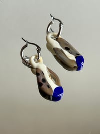 Image 1 of Upcycled Glass - Gray / Ivory / Indigo Earrings