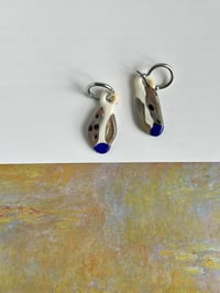 Image 2 of Upcycled Glass - Gray / Ivory / Indigo Earrings