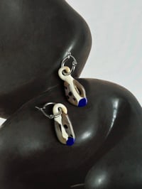Image 3 of Upcycled Glass - Gray / Ivory / Indigo Earrings