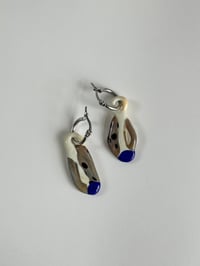Image 4 of Upcycled Glass - Gray / Ivory / Indigo Earrings