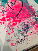   Blue and Pink glitter love- original 7x10