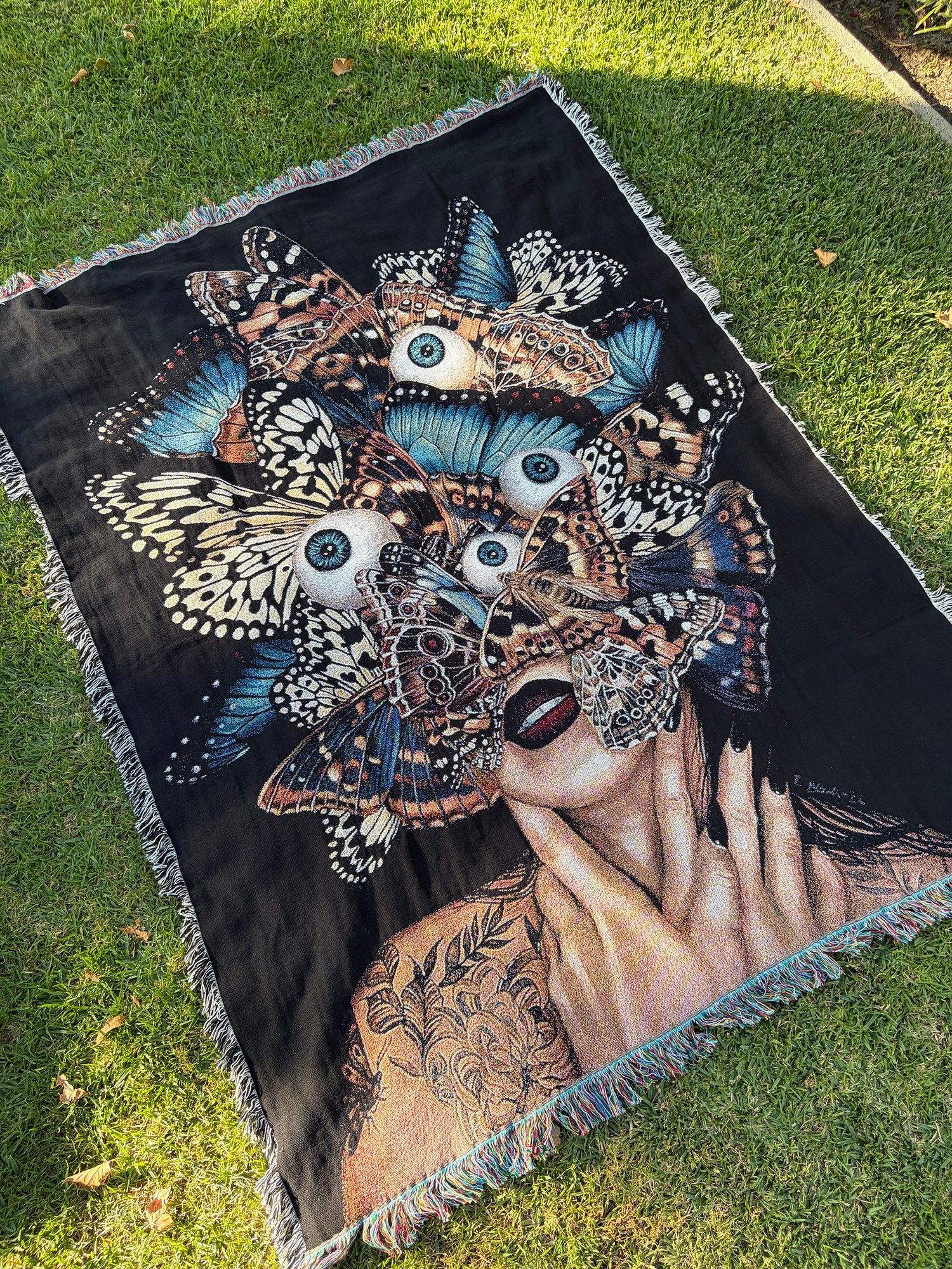 Image of 'The Burden of Thought' Woven Tapestry Blanket