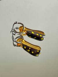 Image 4 of Upcycled Glass - Amber / Yellow / Metallic Earrings