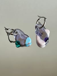 Image 4 of Upcycled Glass - Lavender / Pink / Blue Earrings