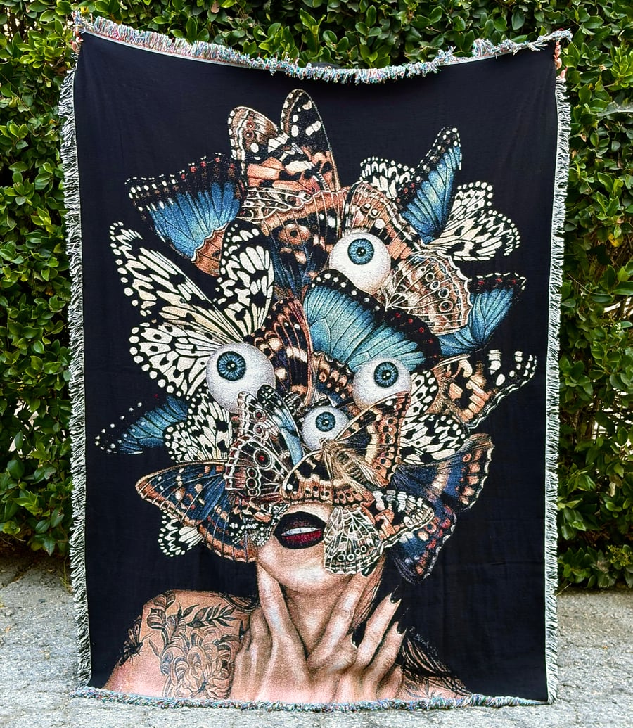 Image of 'The Burden of Thought' Woven Tapestry Blanket
