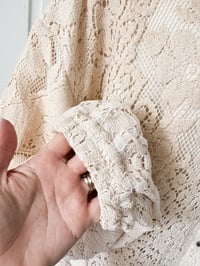 Image 4 of Handmade Upcycled Vintage Lace Hooded Bomber Jacket 