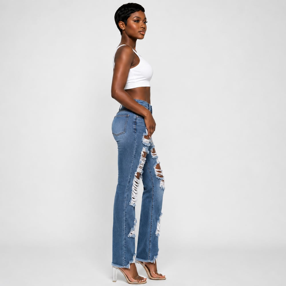Image of Distressed Denim Jeans 