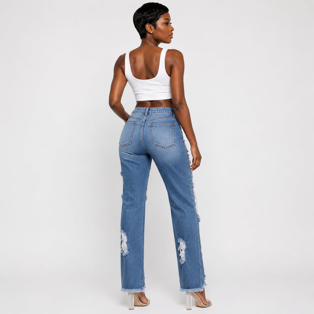Image of Distressed Denim Jeans 