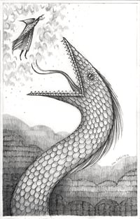 Image 2 of 'The Magician and the Serpent' Original Drawing