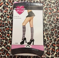 Image 2 of striped skull thigh highs