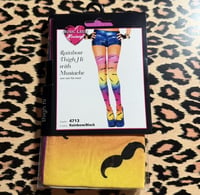 Image 2 of rainbow mustache thigh highs 