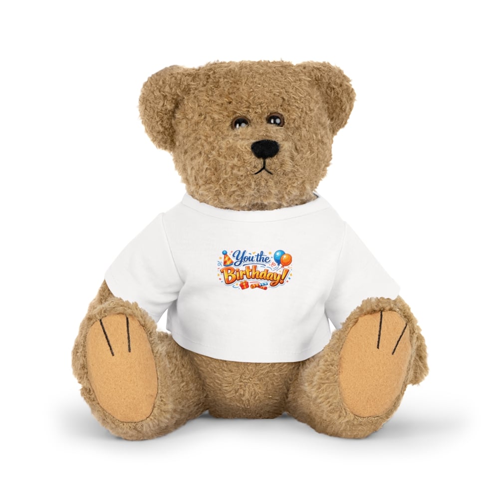 Image of Birthday Bear Plush with "You the Birthday" Tee