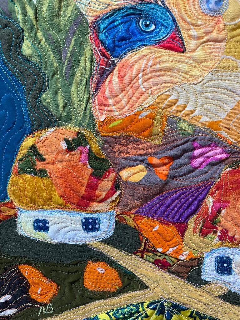 'Fairytale Song' — Colorful and Whimsical Bird Textile Art, 35x29cm Image 8
