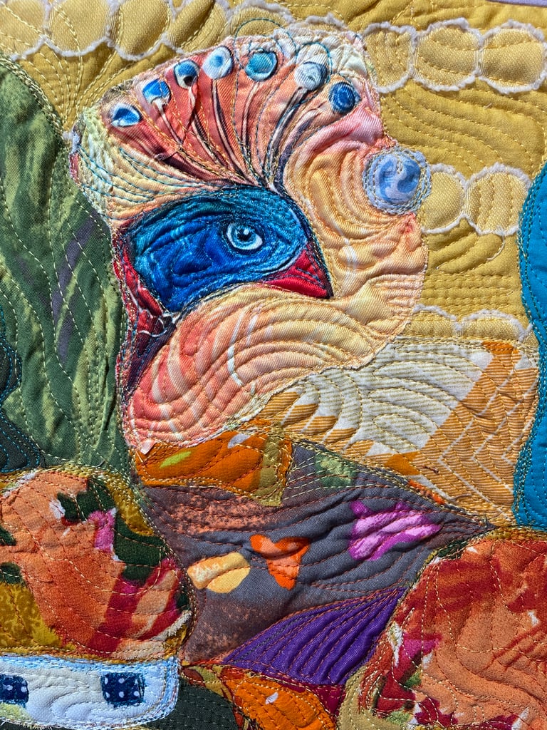 'Fairytale Song' — Colorful and Whimsical Bird Textile Art, 35x29cm Image 10