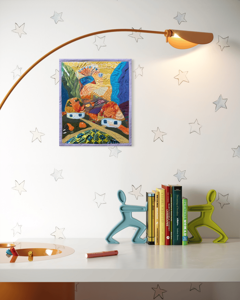 'Fairytale Song' — Colorful and Whimsical Bird Textile Art, 35x29cm Image 11