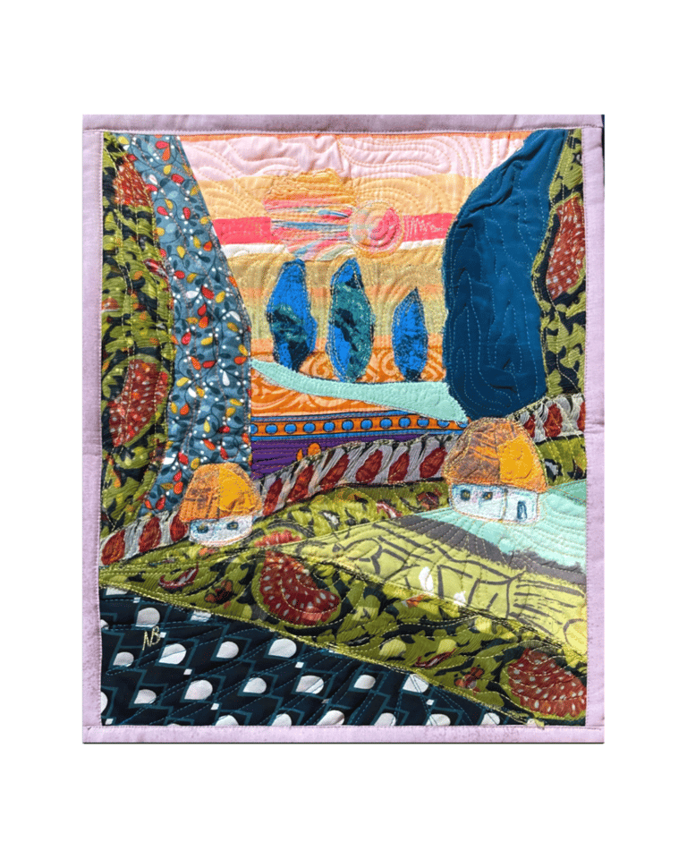 'Beyond the Next Hill' — Textile Landscape Art, Colorful Countryside Decor, 35x5x29,5cm Image 9