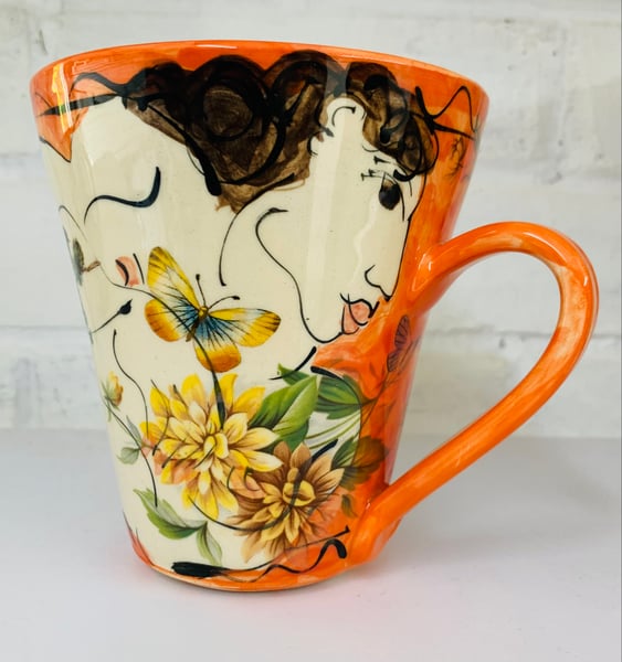 Image of Bright orange tall mug