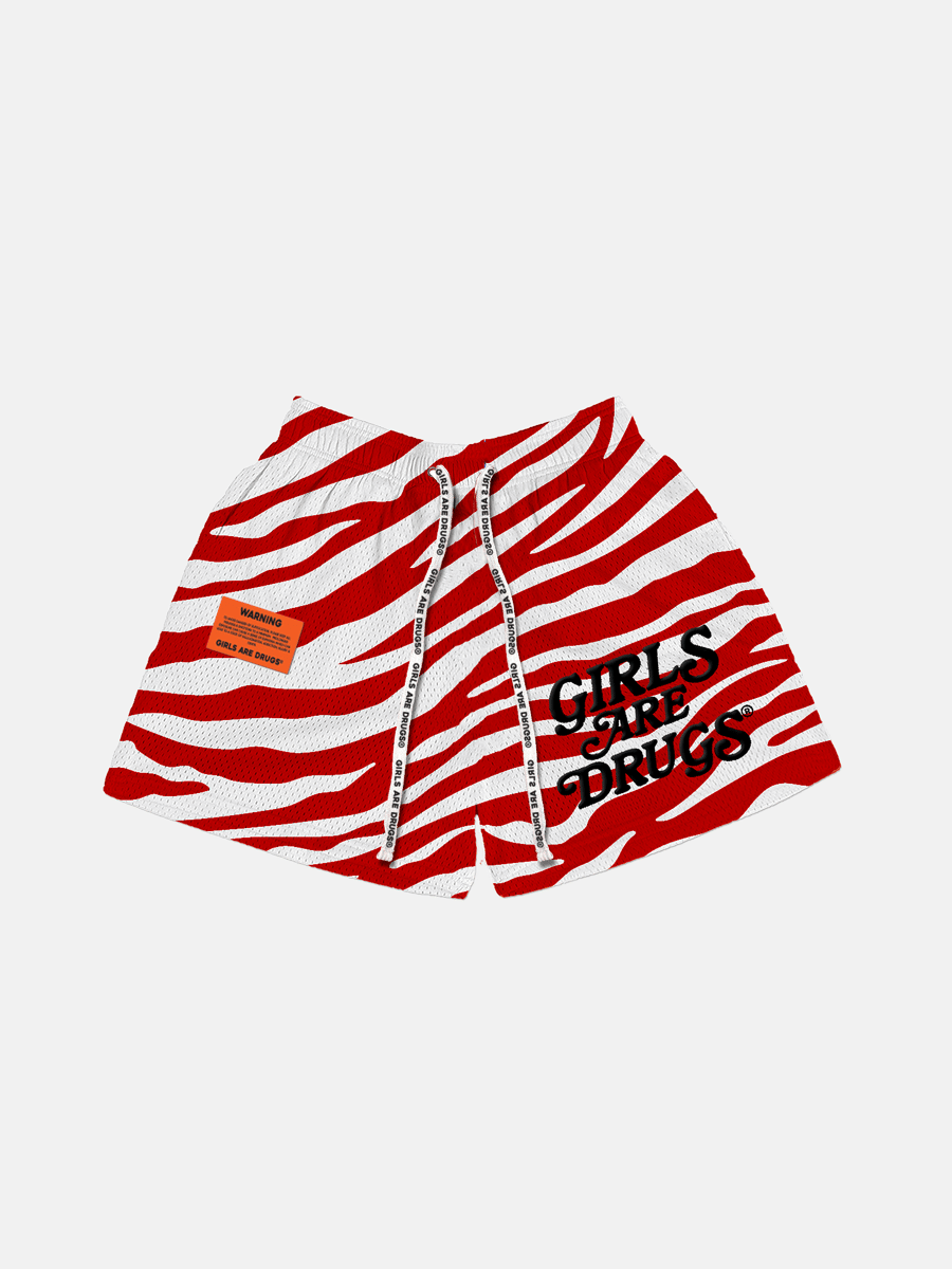Image of GIRLS ARE DRUGS® MESH SHORTS - "RED / WHITE STRIPES"