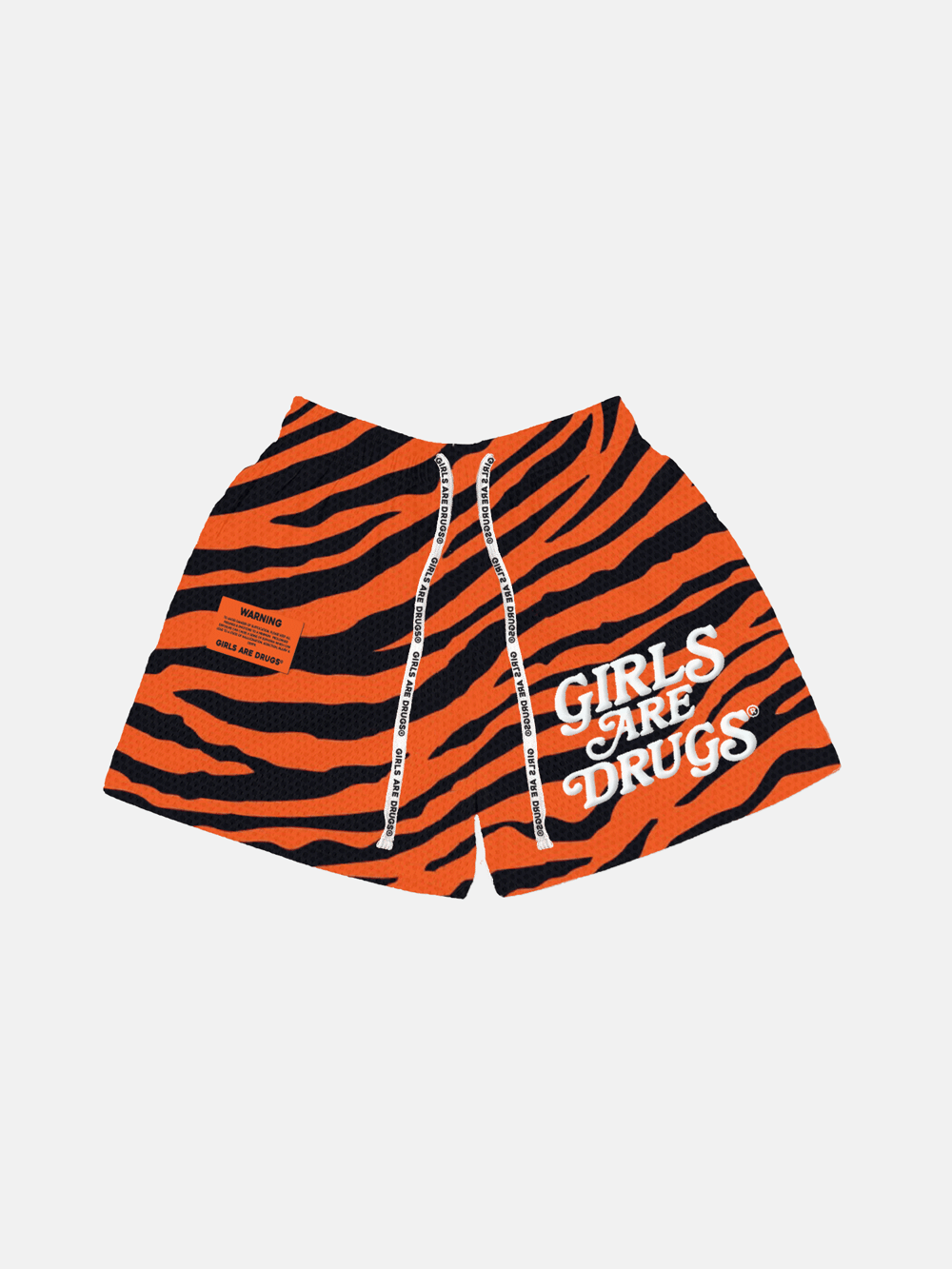 Image of GIRLS ARE DRUGS® MESH SHORTS - "TIGER STRIPES" - ORANGE