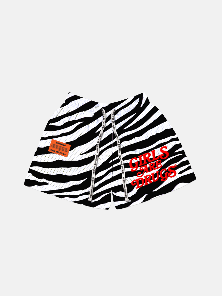 Image of GIRLS ARE DRUGS® MESH SHORTS - "ZEBRA STRIPES" 
