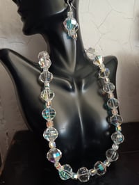 Image 2 of HUGE ROCKY CUT AND SQUARE SWAROVSKI BEAD EARRING SET