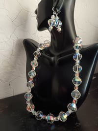 Image 5 of HUGE ROCKY CUT AND SQUARE SWAROVSKI BEAD EARRING SET