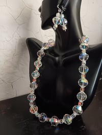 Image 7 of HUGE ROCKY CUT AND SQUARE SWAROVSKI BEAD EARRING SET