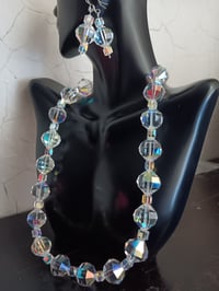 Image 1 of HUGE ROCKY CUT AND SQUARE SWAROVSKI BEAD EARRING SET