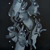 Image 1 of A variable number of rabbits on a trampoline