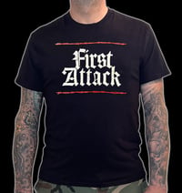 FIRST ATTACK 'logo' T-shirt (WHITE on BLACK)