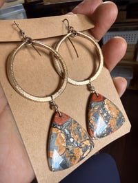 Image 9 of Statement Maligano Jasper brass earrings / n48