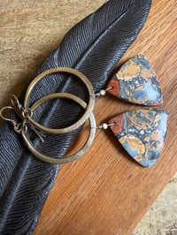 Image 11 of Statement Maligano Jasper brass earrings / n48